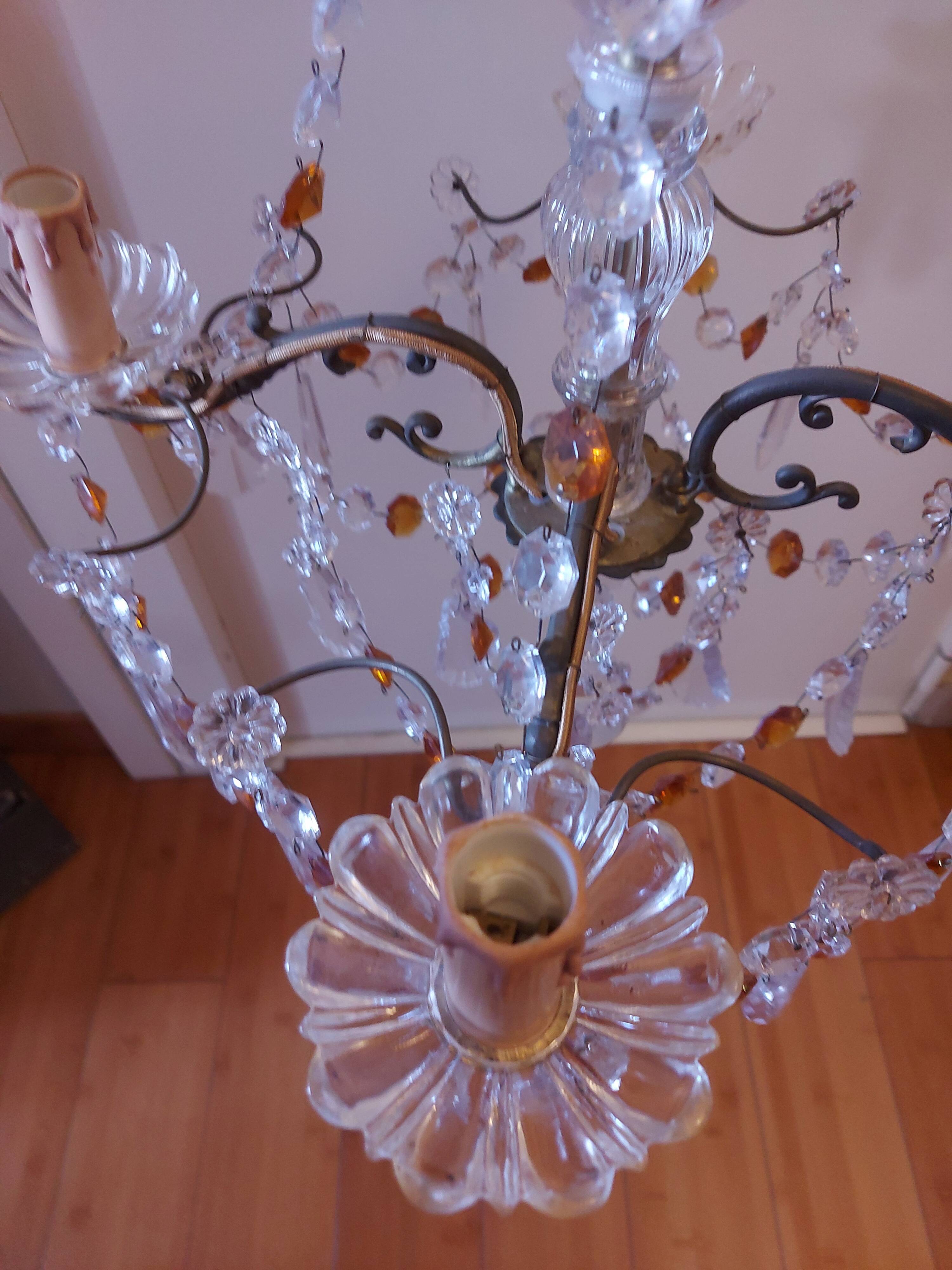 Chandelier to, colored crystal tassels
