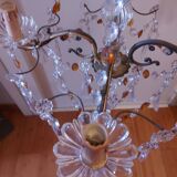 Chandelier to, colored crystal tassels