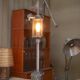 Old gas pump floor lamp in cast iron metal and glass 1930