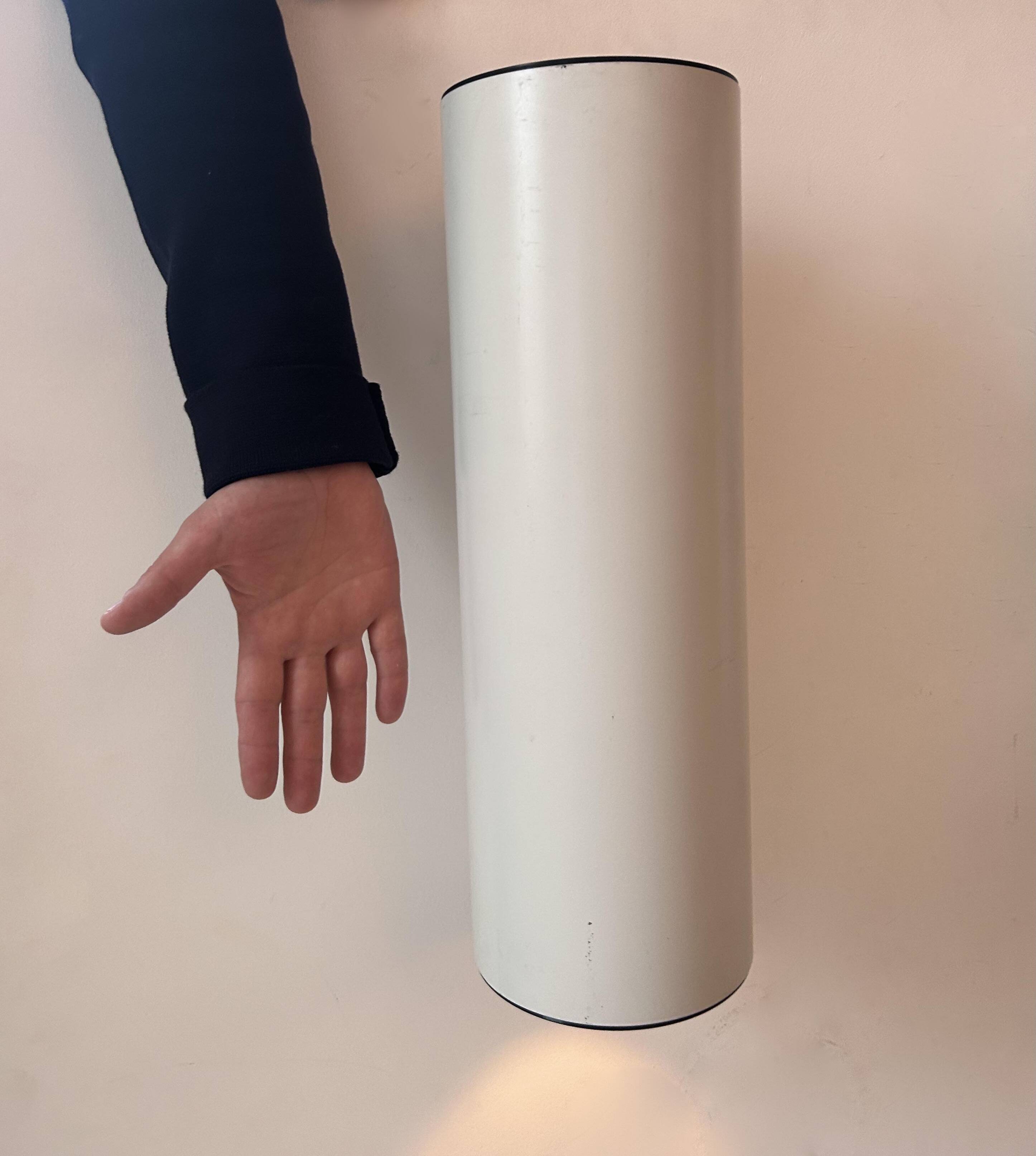 Pair of vintage cylindrical wall lights, matt white metal, Germany Erco 1976