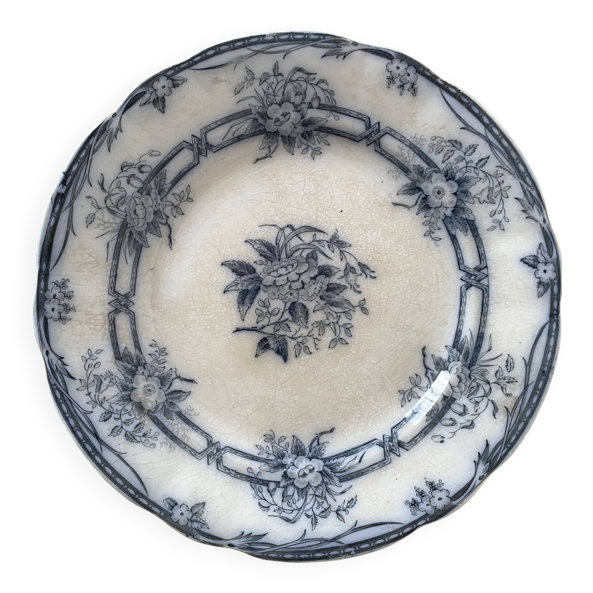Plat rond en terre de fer Sarregueines "cérès"