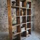 Old industrial shelf / room divider in pine, France, early 20th century
