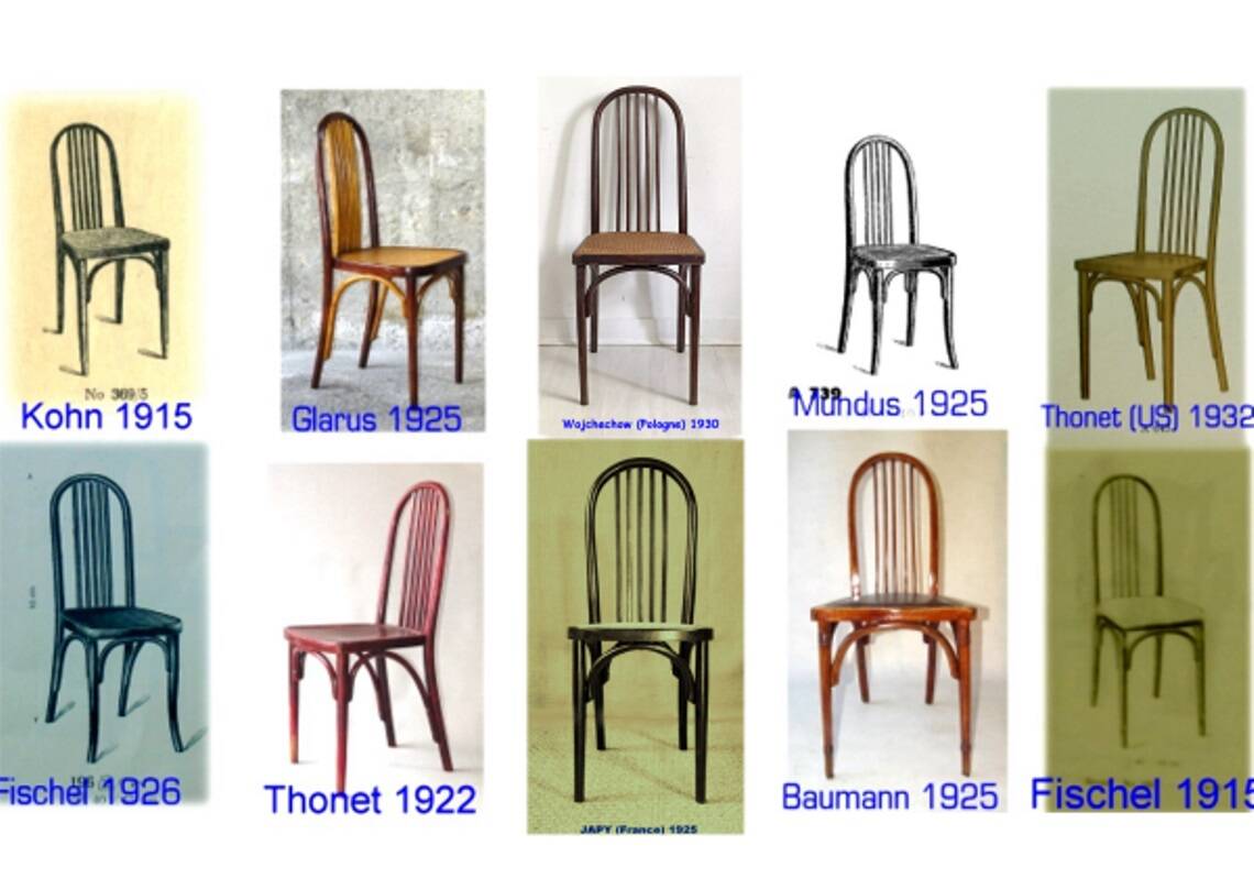 Bistro chair with curved wood by Wojciechow No. 644, not Thonet.
