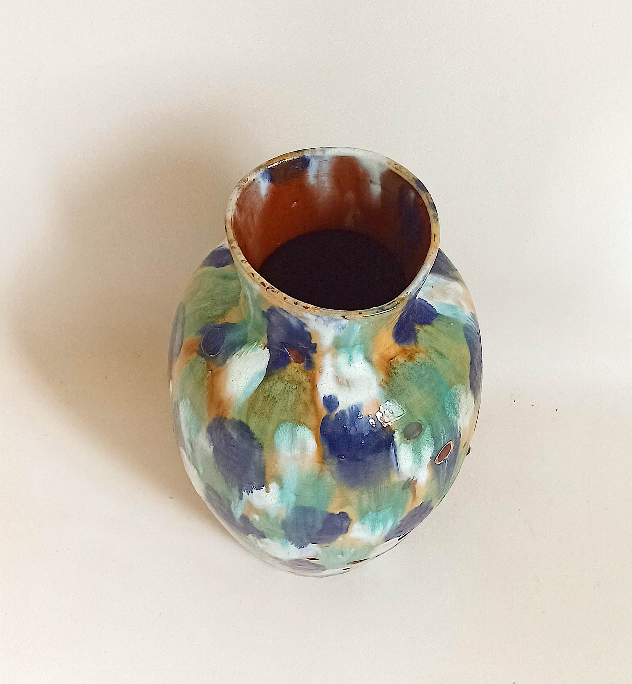 Glazed terracotta floor vase