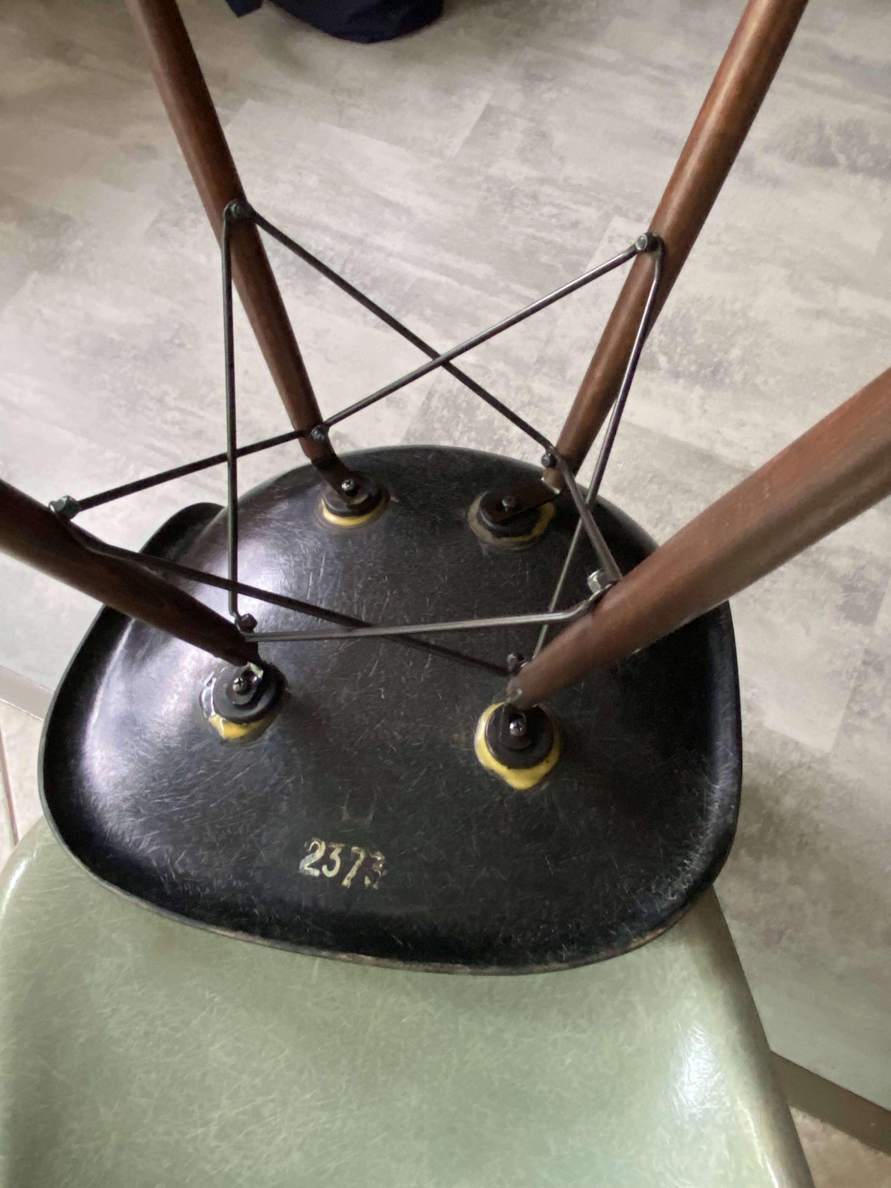 DSW chair, black fiber, black dowel, walnut, Eames, Herman Miller, vintage 1950