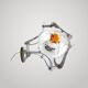 ANTIQUE CHANDELIER MAZZEGA Murano Opalescent Glass and Chrome Metal Pendant Light