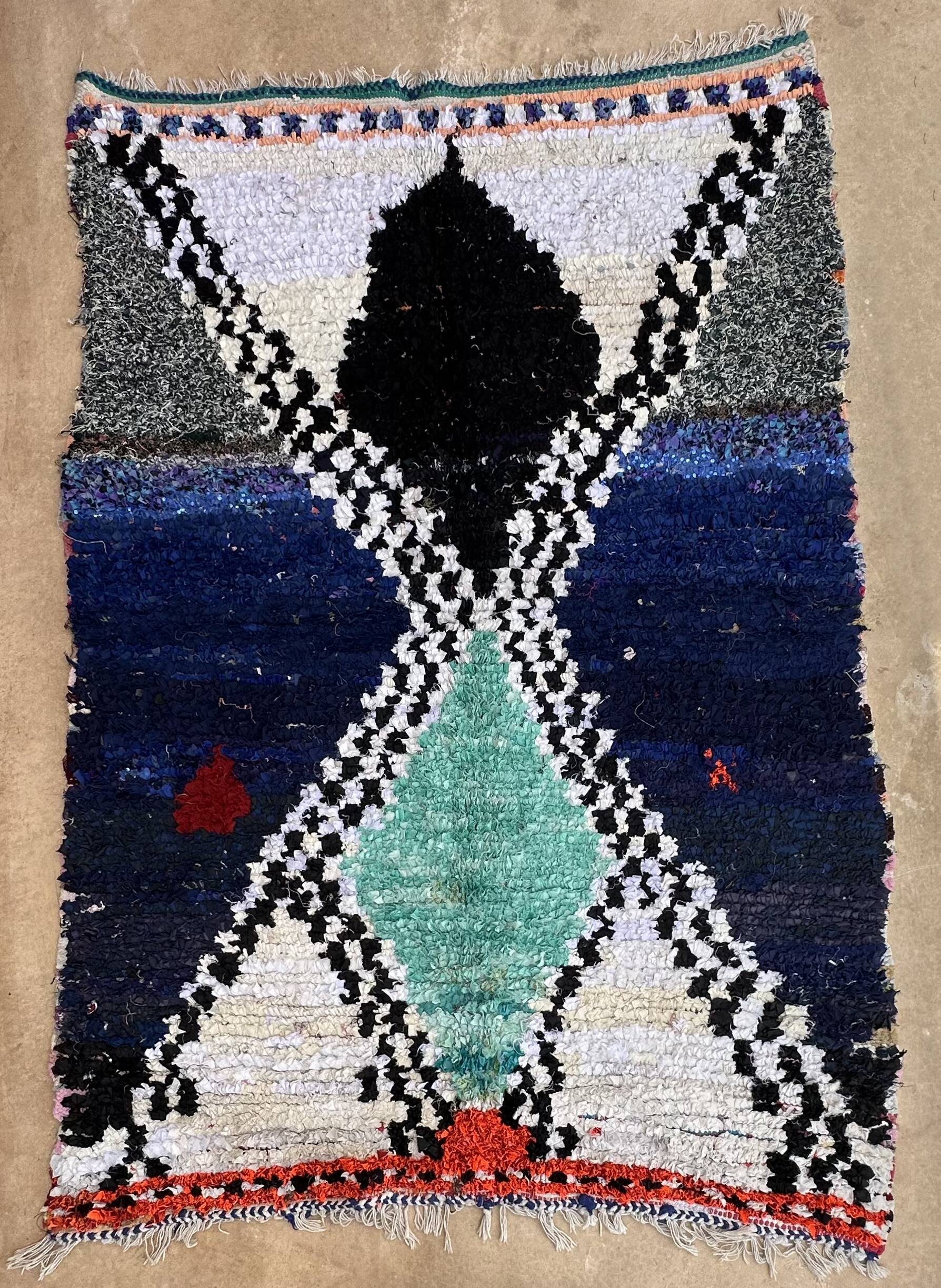 Colorful Boucherouite Berber rug - 133 x 188 cm