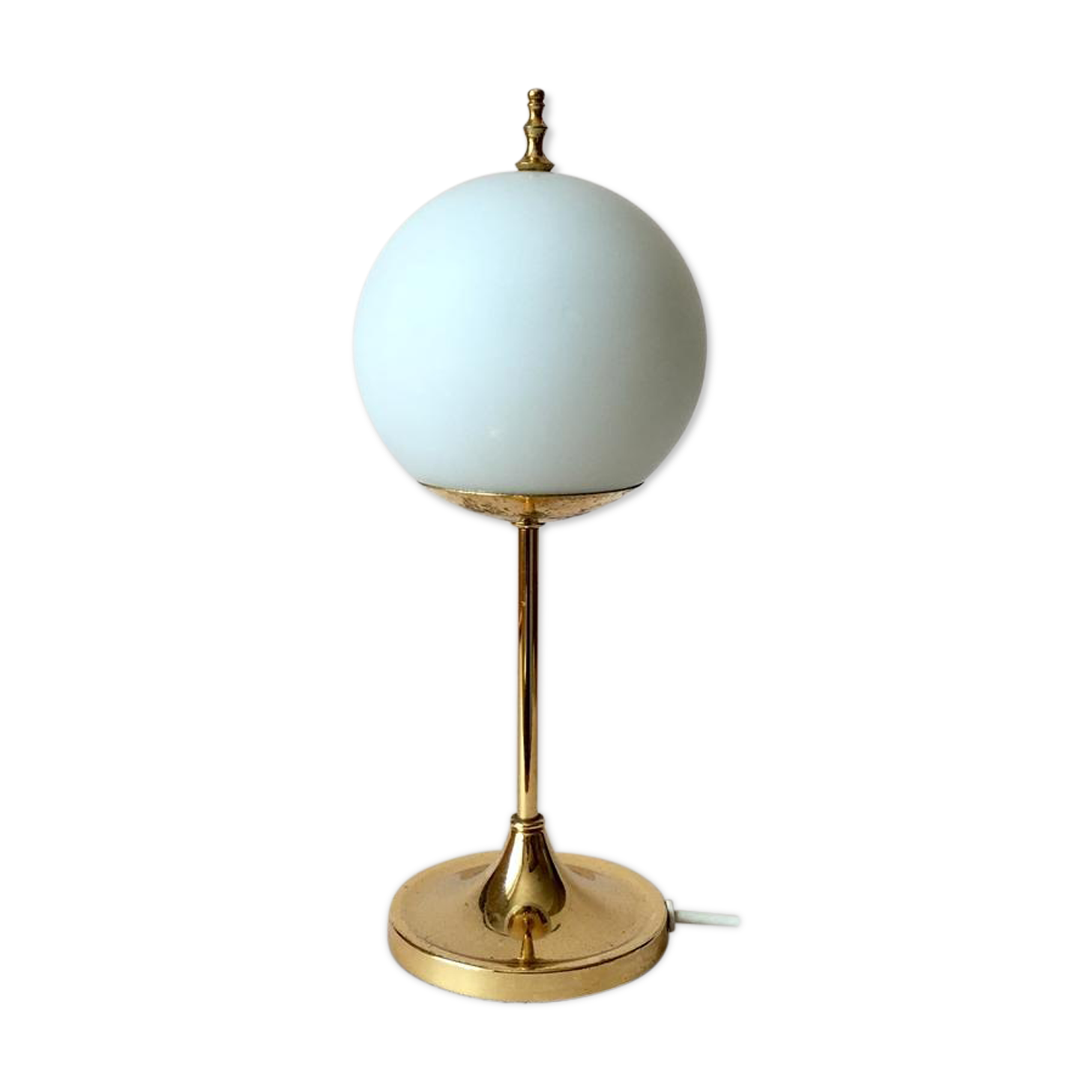 Vintage german brass and opaline glass table lamp