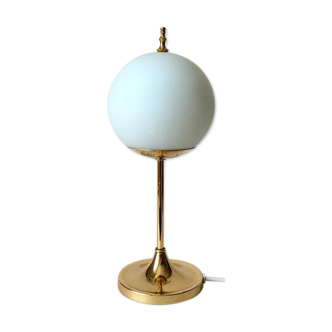 Vintage german brass and opaline glass table lamp
