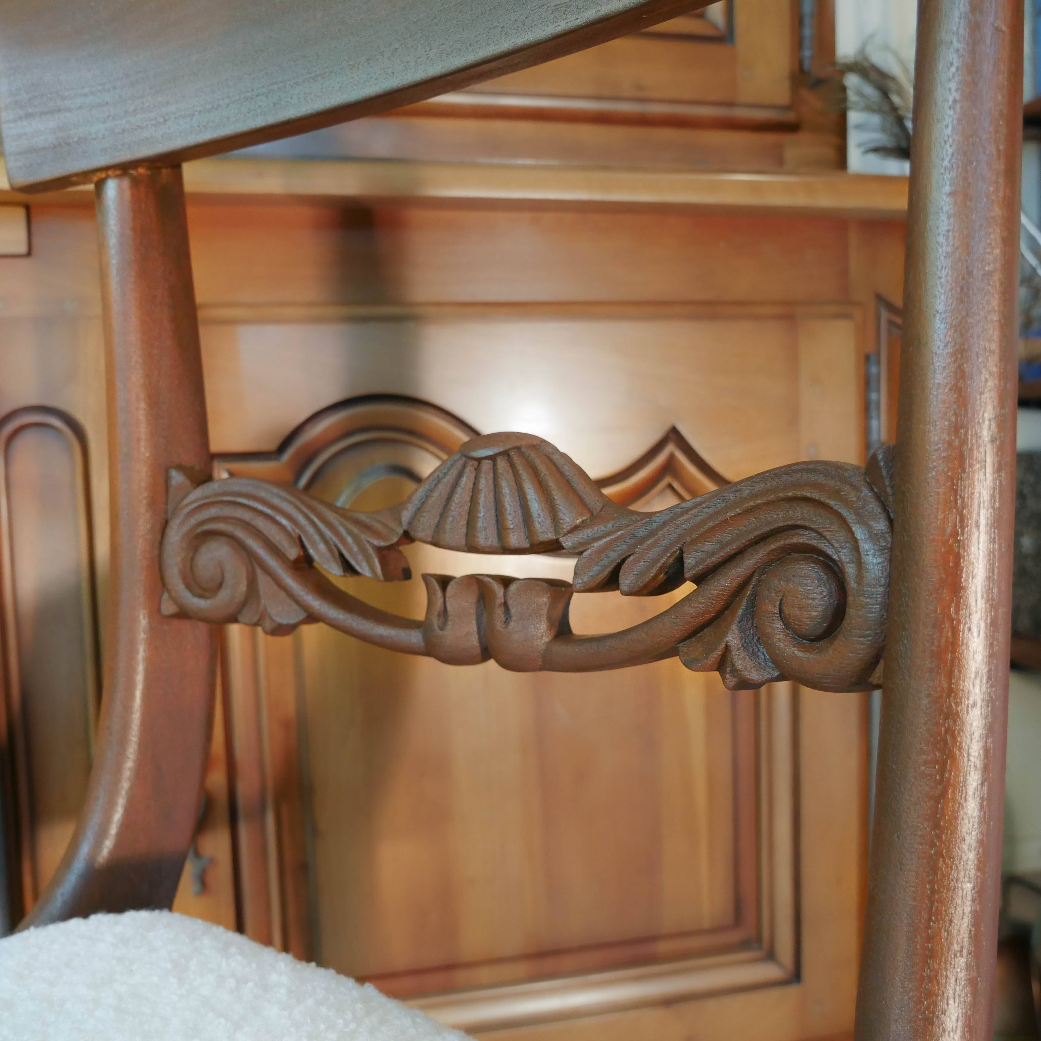 Pair of English Regency style chairs, white terry fabric