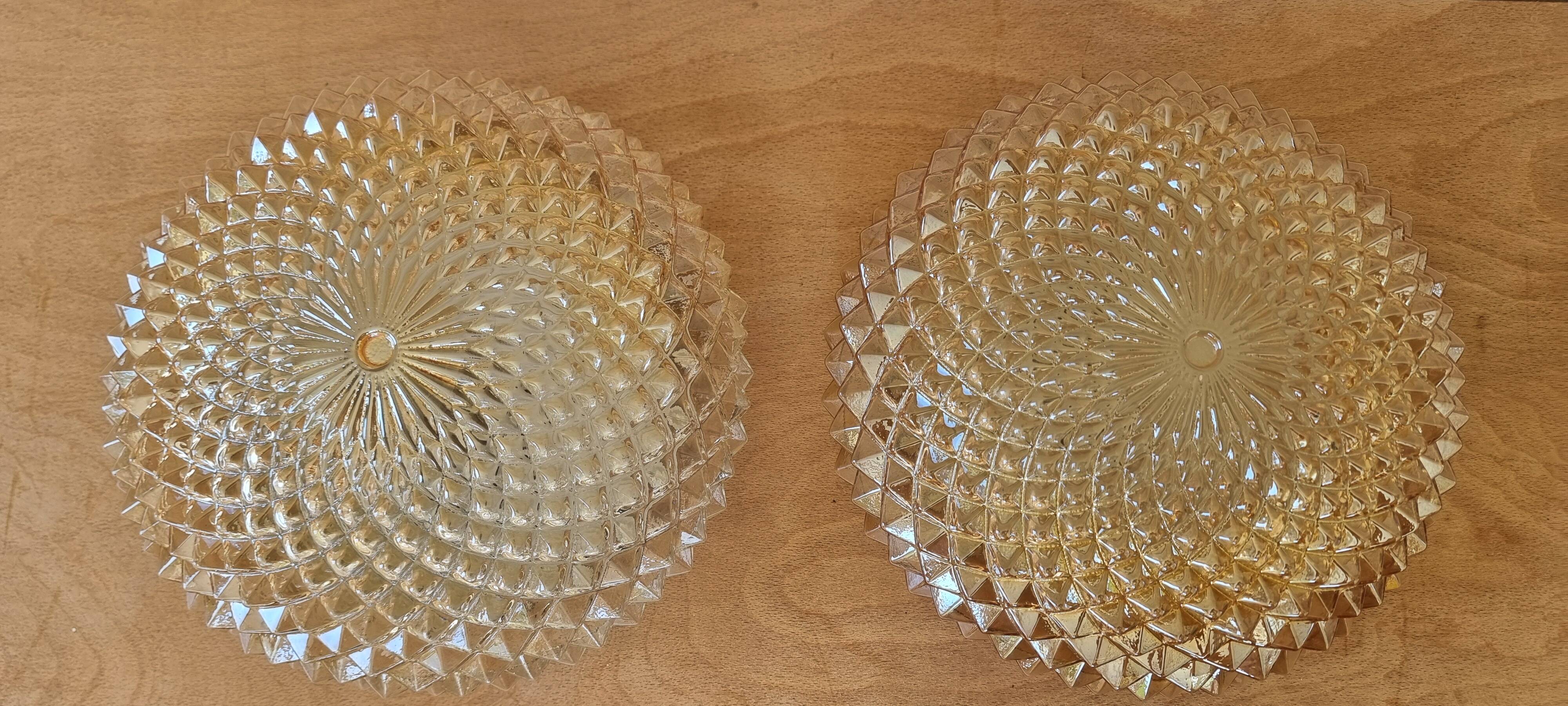 Pair of smoked glass ceiling lights