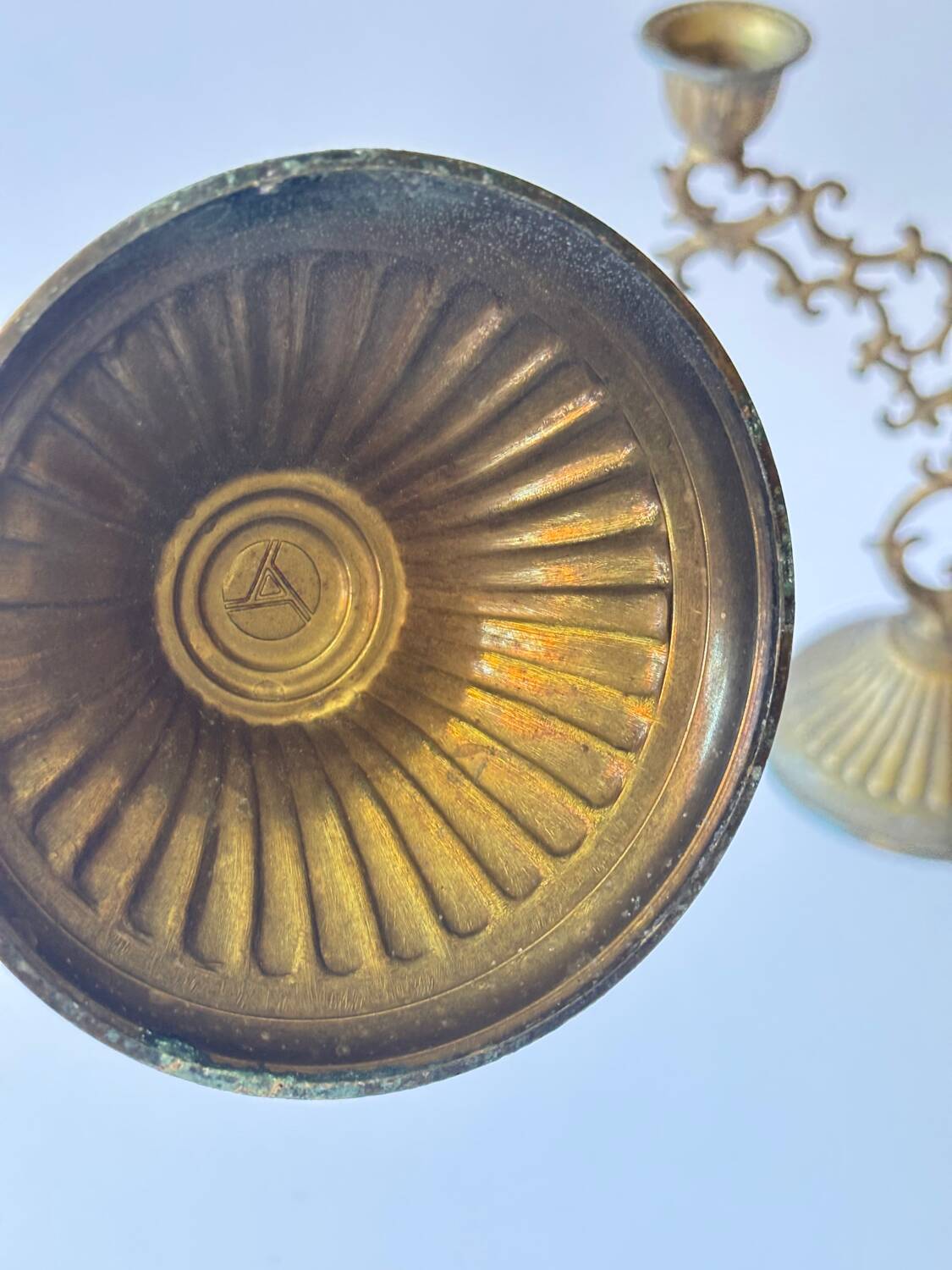 Pair of baroque style brass candlesticks