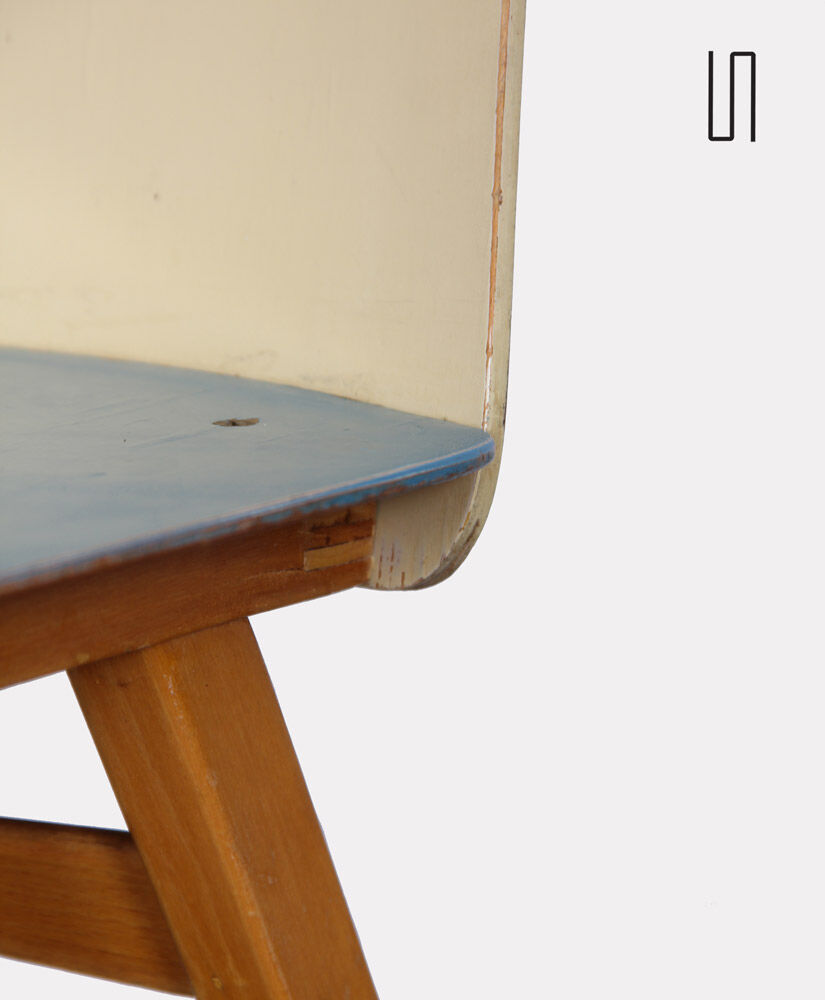 Pair of blue chairs for Czech publisher Ton, 1960