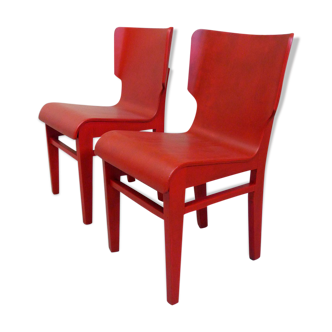 Paire de chaises rouges