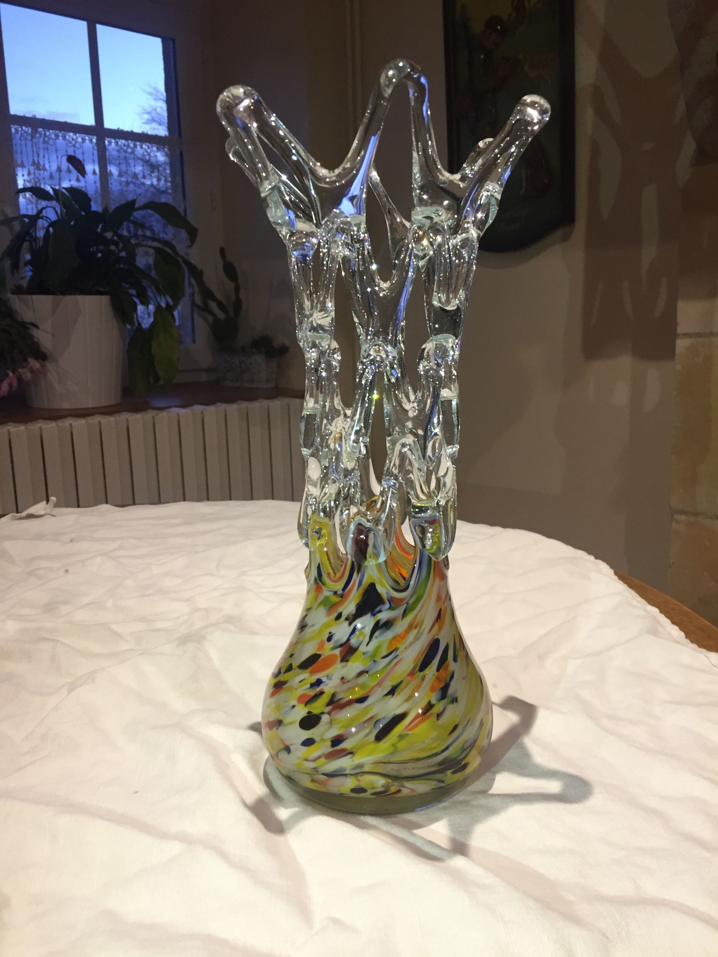 Openwork blown glass vase
