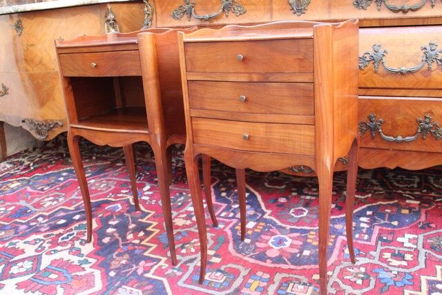 Pair of bedside tables sofa sofa in solid cherry Louis style XV