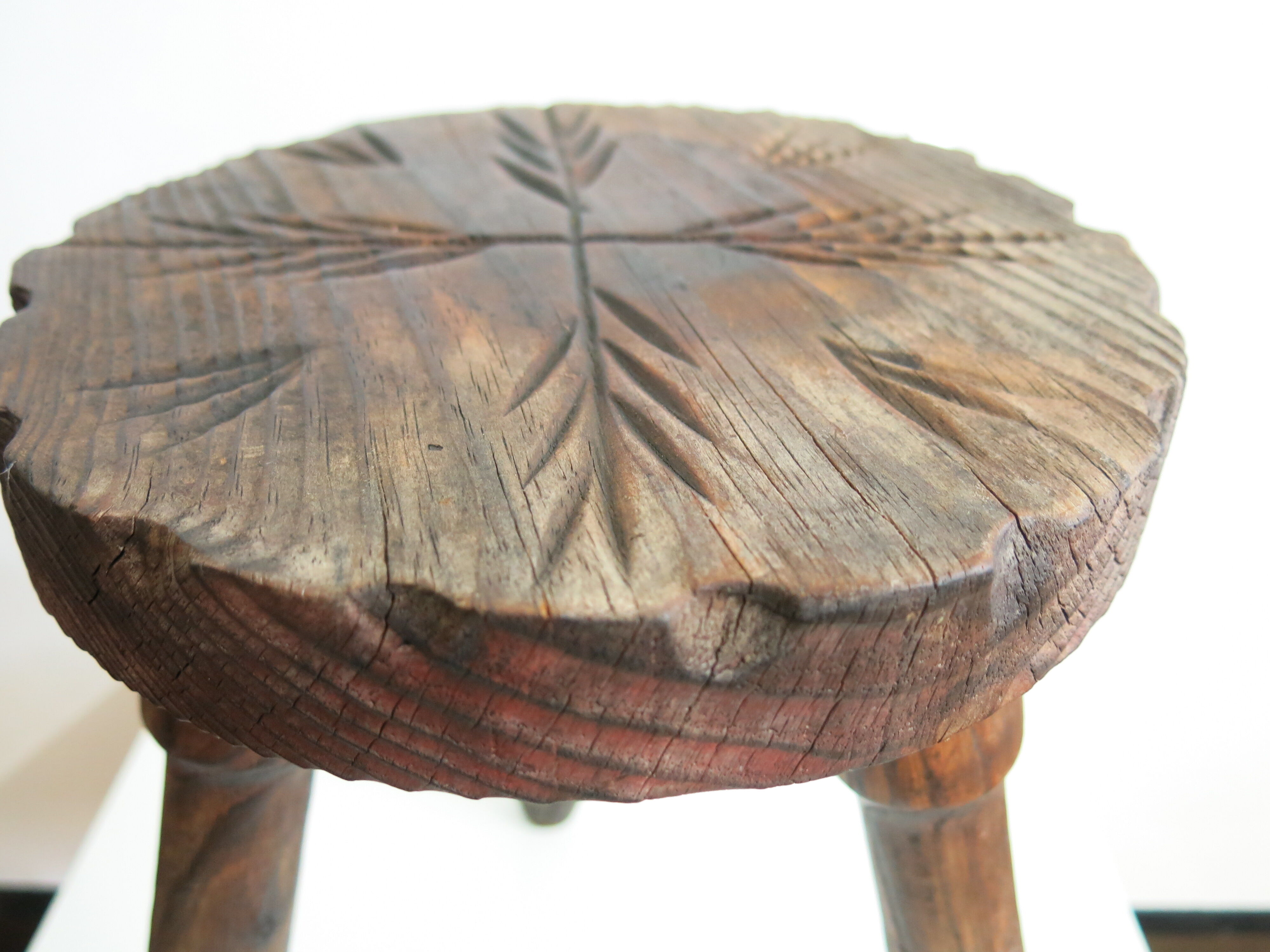 Carved wooden stool