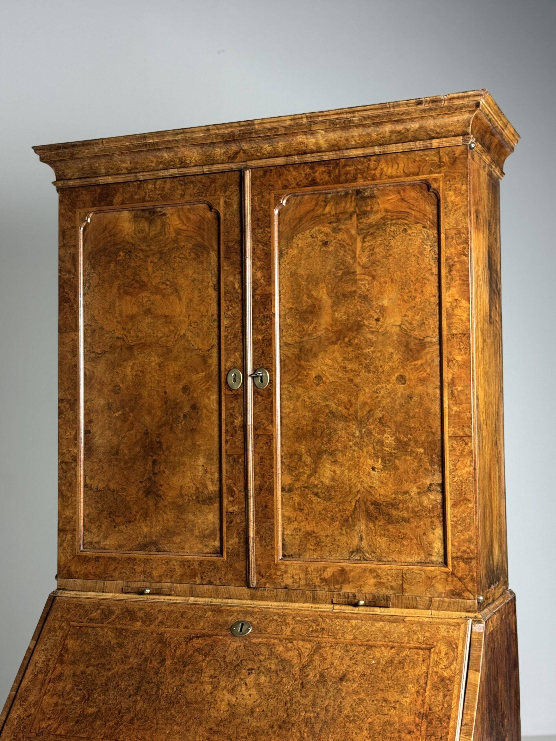 Burr walnut bureau bookcase 19th century