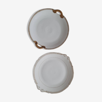 Pair of porcelain cake dishes