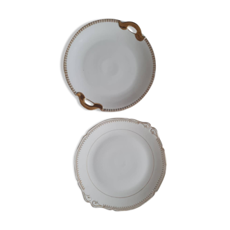 Paire de plats à gâteaux en porcelaine