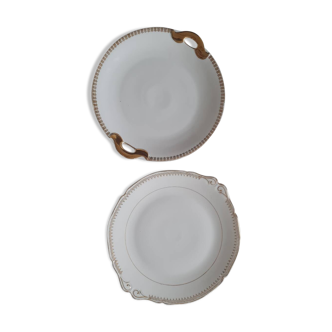 Pair of porcelain cake dishes