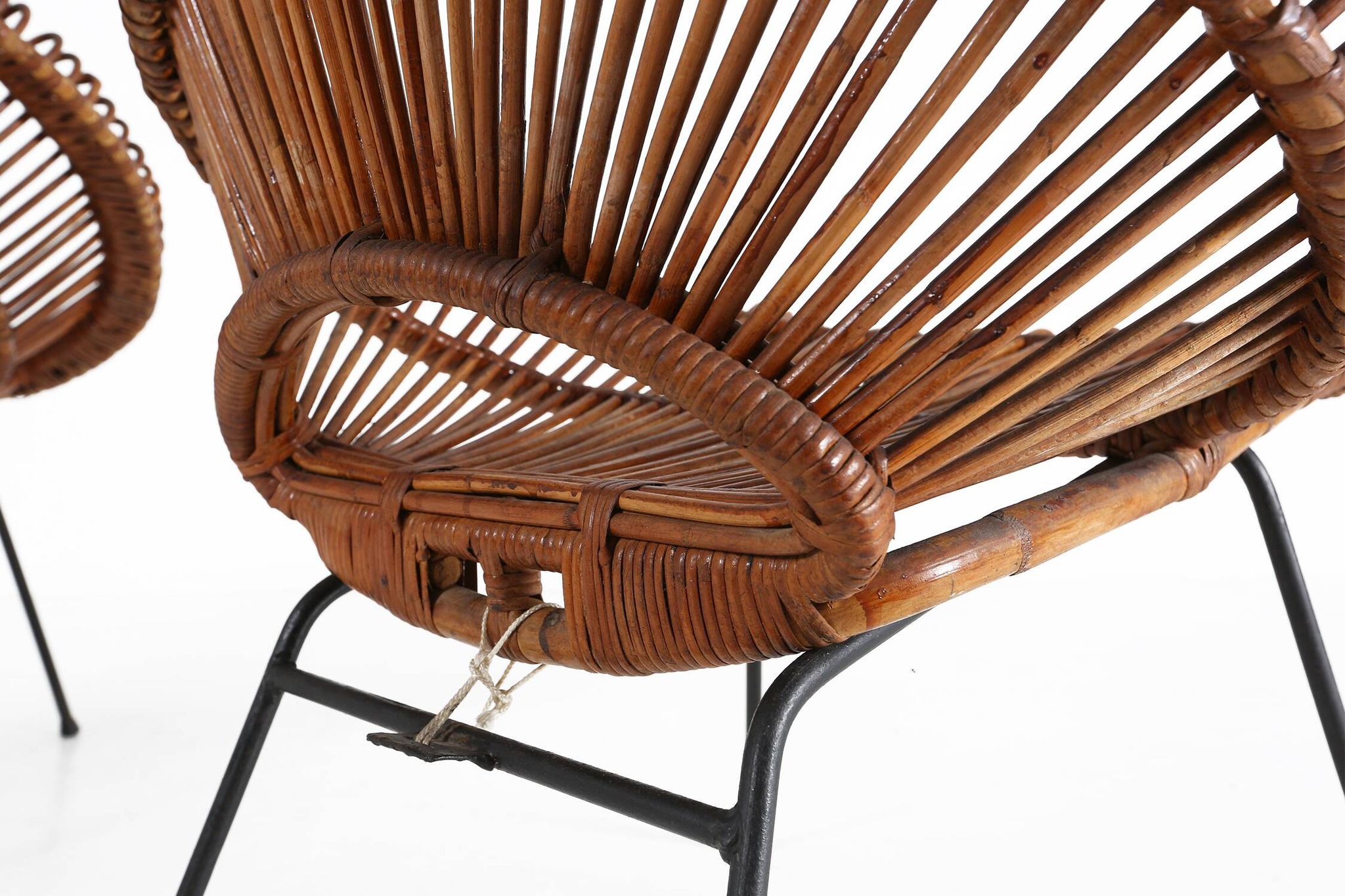 Pair of rattan Lounge Armchairs, 1960s