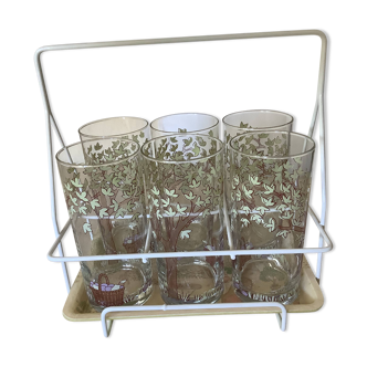 Set of 6 glasses with tray