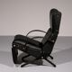 Italian Black Leather Adjustable P40 Relax Chair by Osvaldo Borsani Tecno.