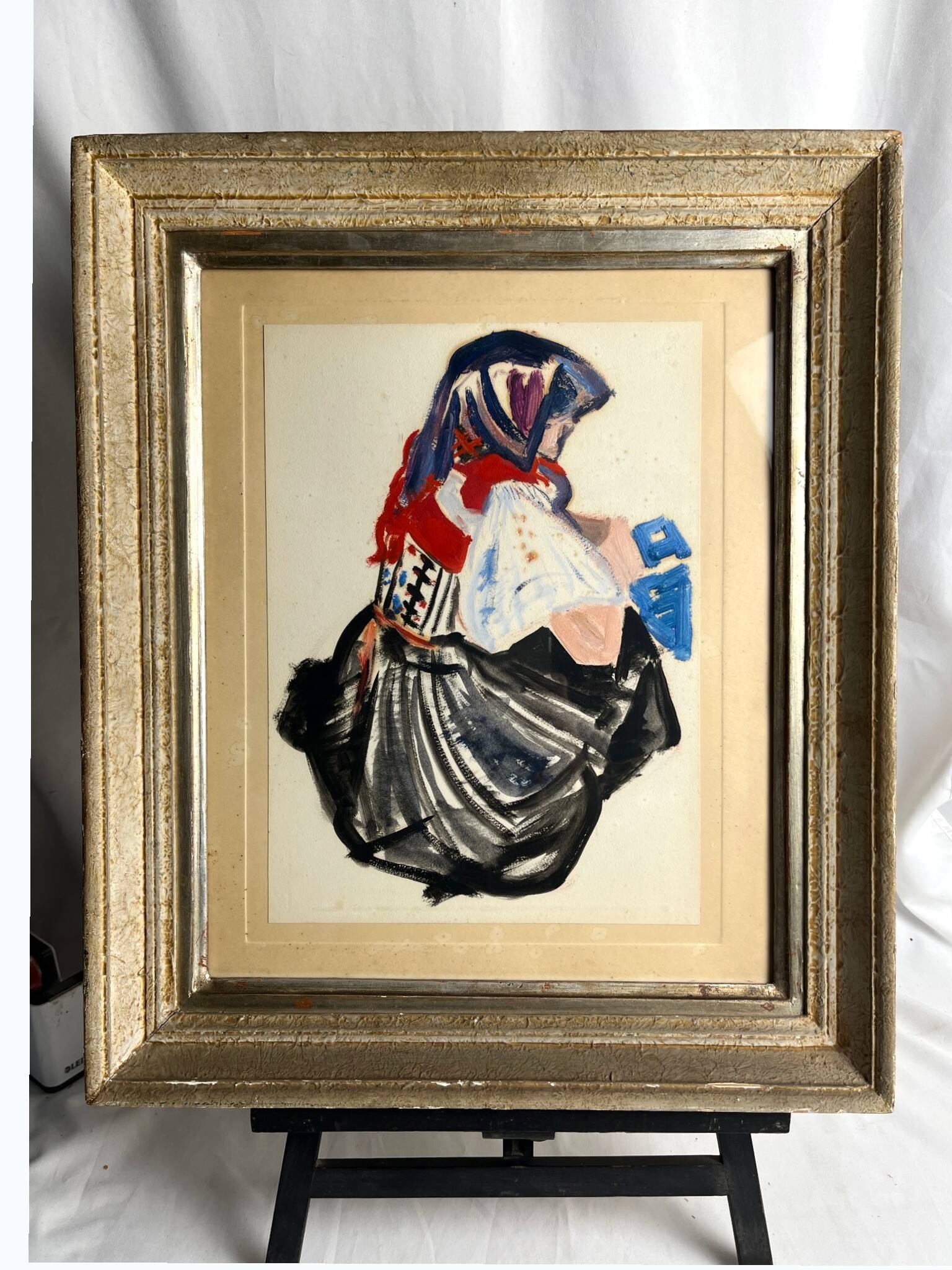 Gouache sur papier femme bretonne Mathurin Méheut (attribué à), XXème