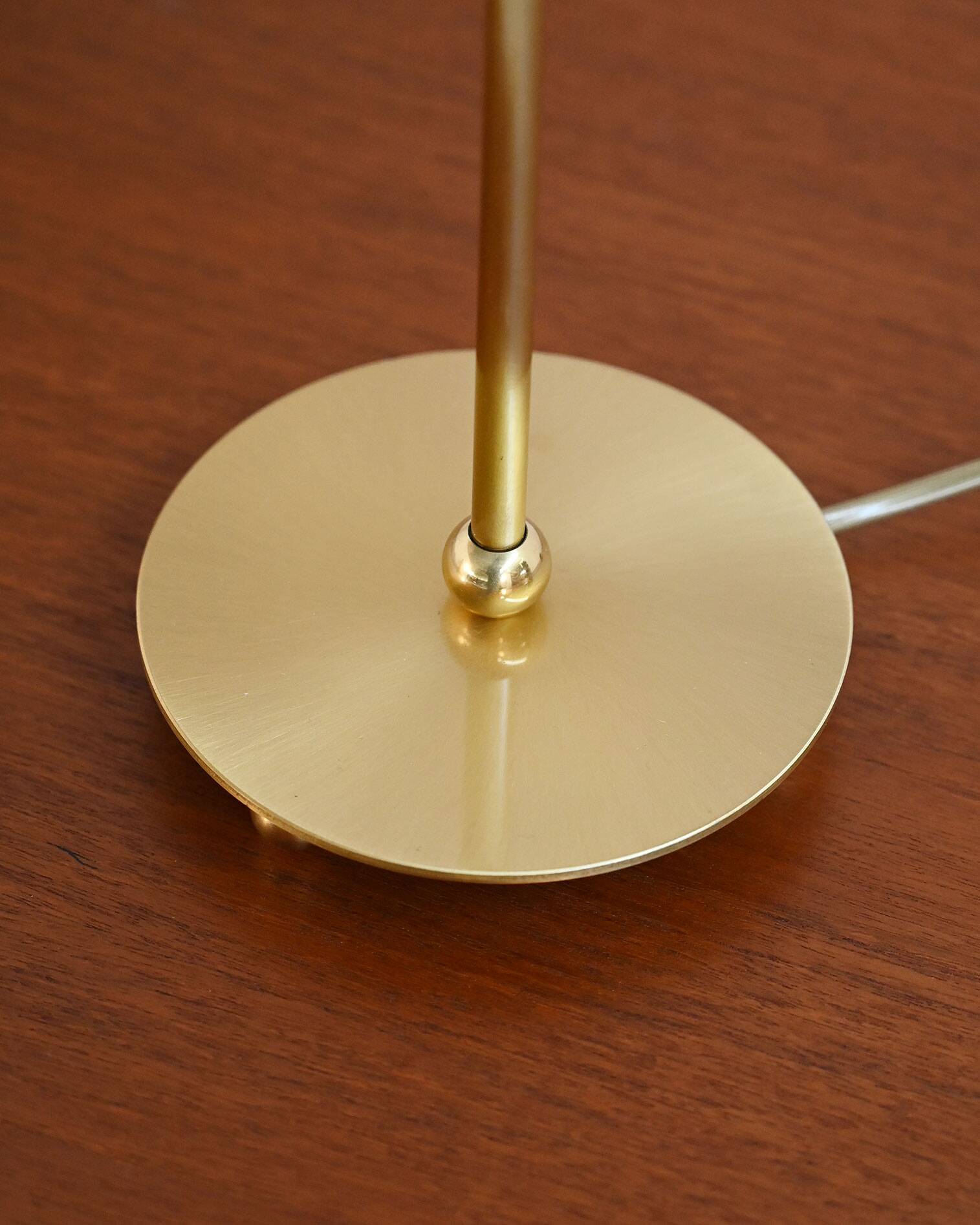Brass table lamp with pleated shade, 1950s