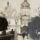 Old photography stereo, stereograph, luxury albumine 1903 Pecherskoi Monastery, Russis