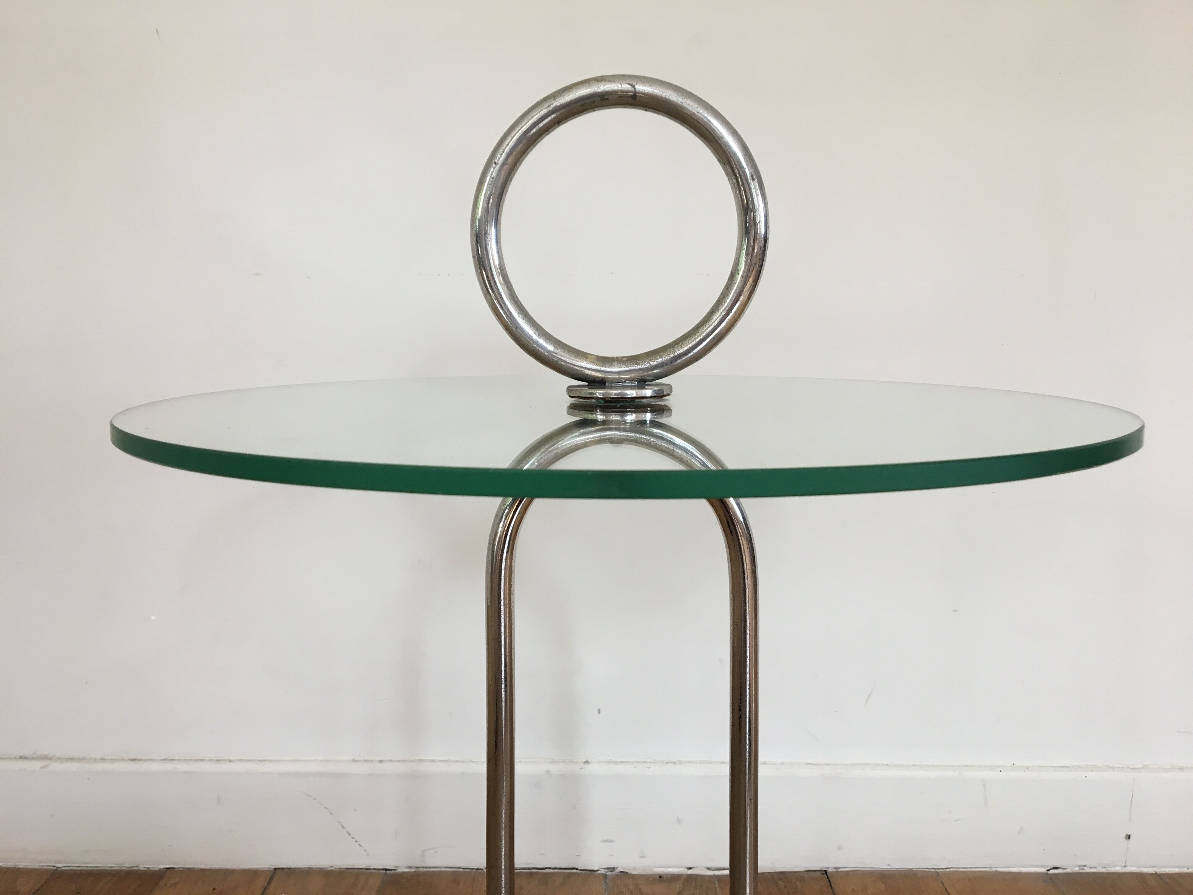 End table modernist handle