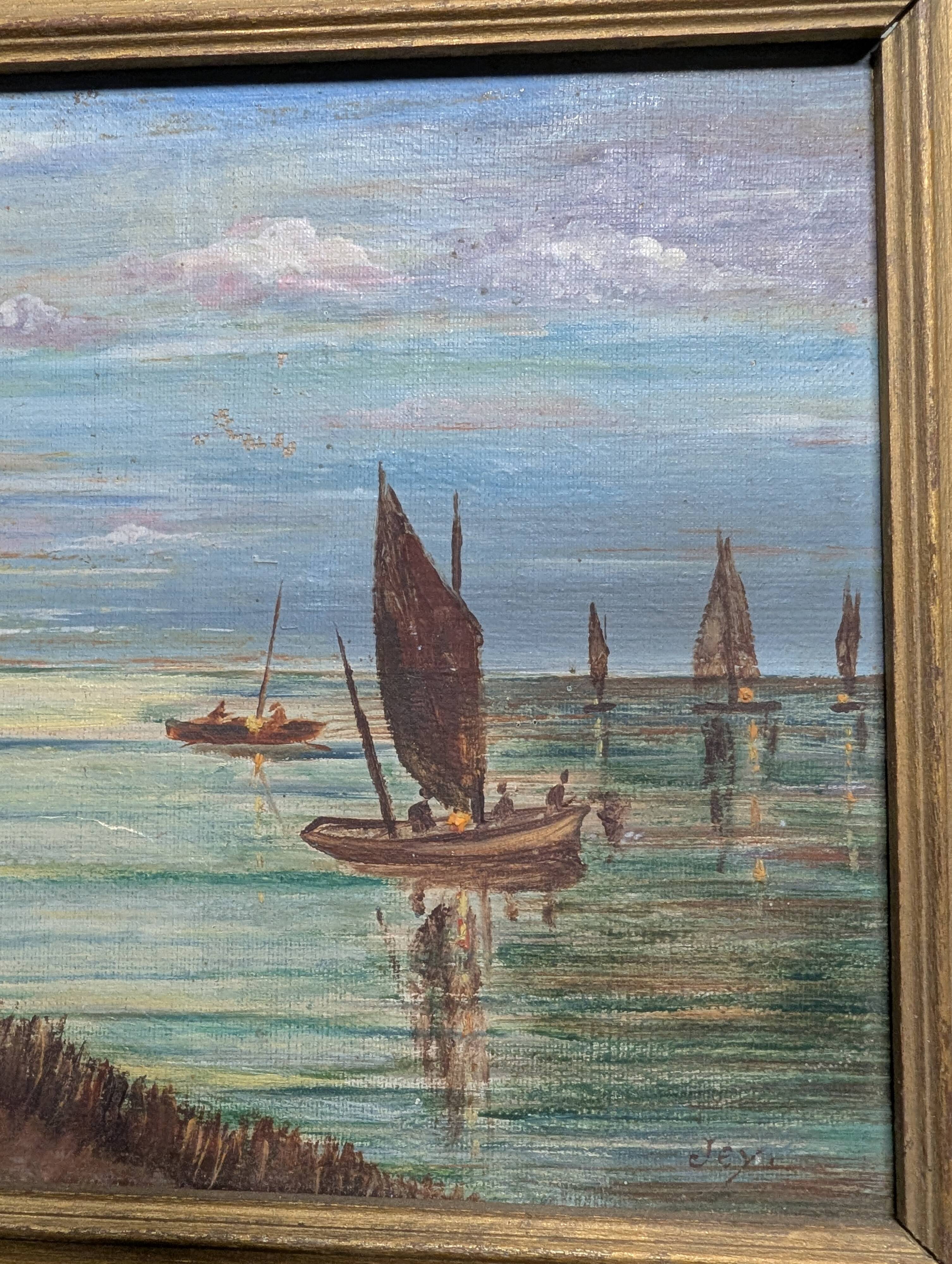 Old oil painting on canvas from the 19th/20th century.