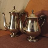 Set of 2 silver metal pourers punched and numbered