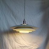 White pendant light, Scandinavian, space age, Poulsen style, 1990.