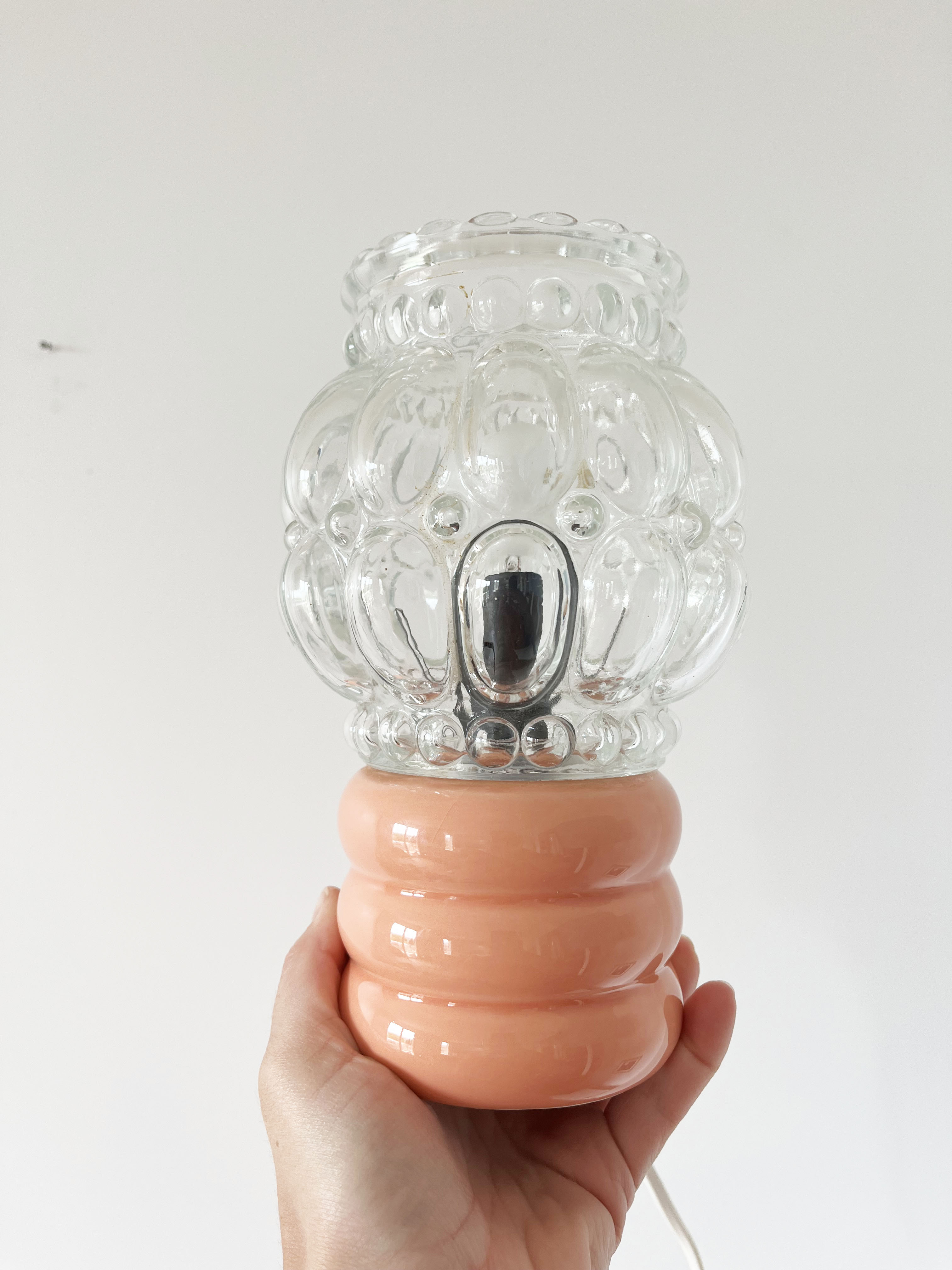 Ceramic lamp and glass globe 1970