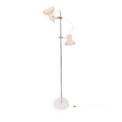 Lampadaire en métal chromé et blanc, circa 1970