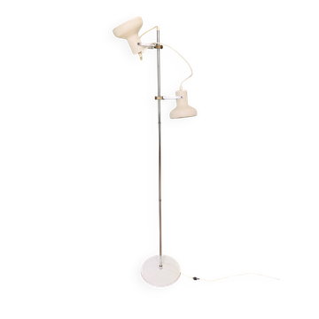 Lampadaire en métal chromé et blanc, circa 1970