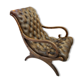 Fauteuil chesterfield cuir anglais 1970