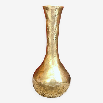 Vase soliflore bronze doré massif martelé vintage