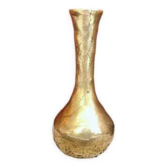 Vintage hammered solid gilded bronze soliflore vase