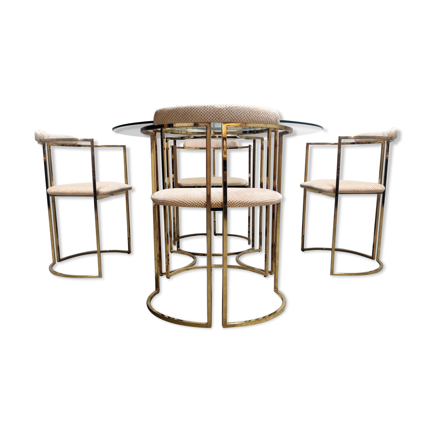 Vintage brass dining room set by Belgochrom, 1970s