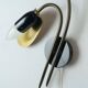 Pair of 1950s mid century sconces wall lamps brass black metal