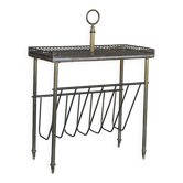 Magazine rack Vintage shelf, side table, brass magazine rack table