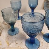 6 seventies/eighties stemmed glasses with fruity decoration