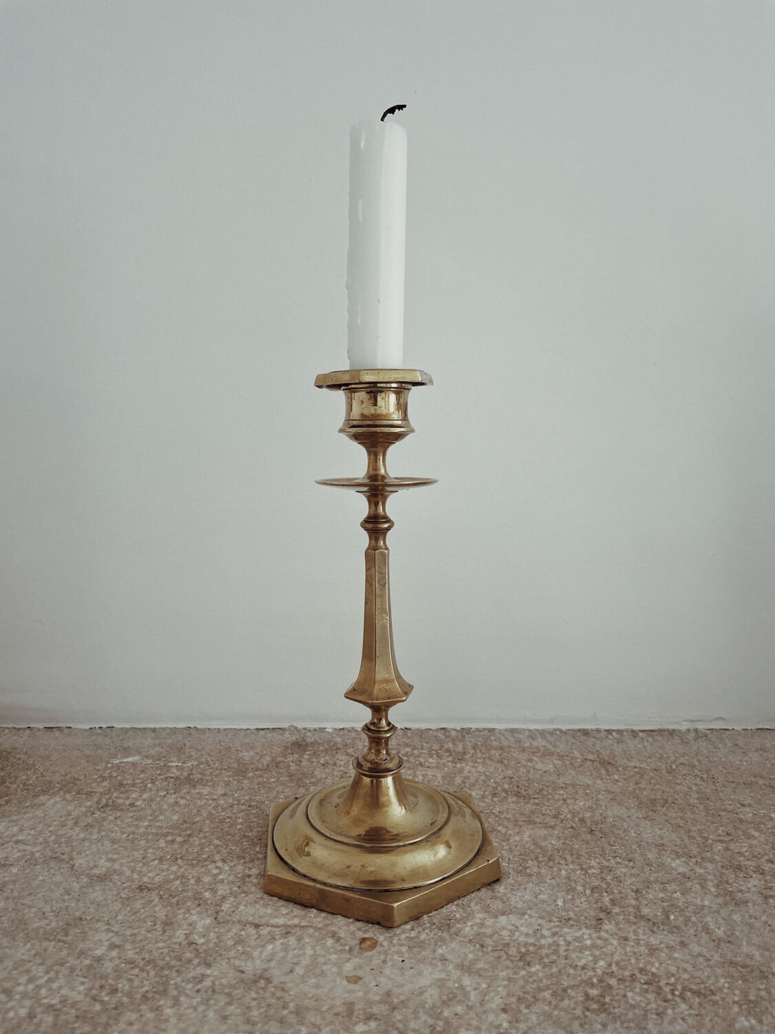 Antique brass candle holder