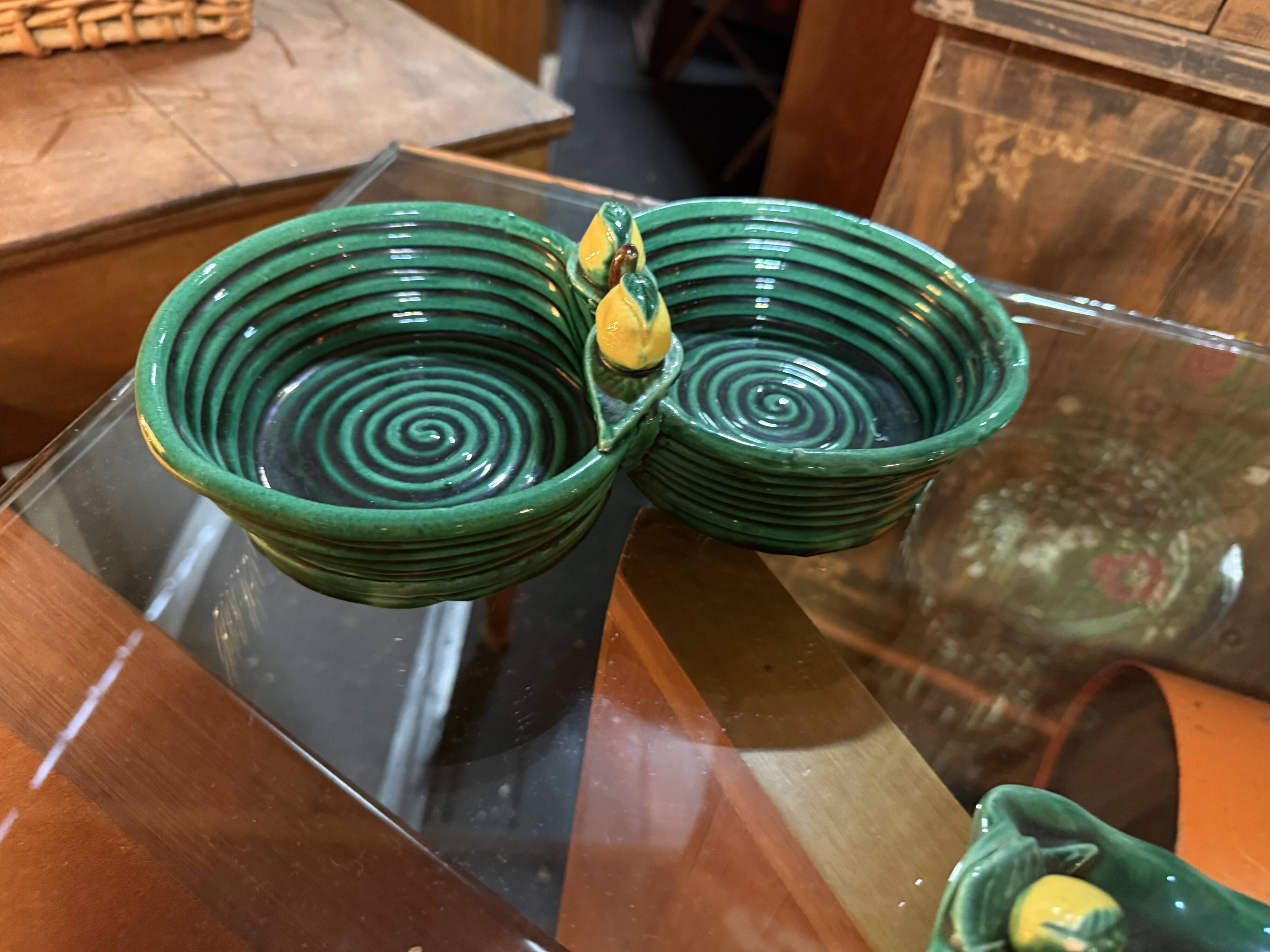 Fruit bowl and butter dish set in Vallauris.