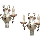 Glass Beaded Sconces Set of 2 1980’s