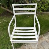 Pair of garden armchairs in white lacquered aluminum - HUGONET