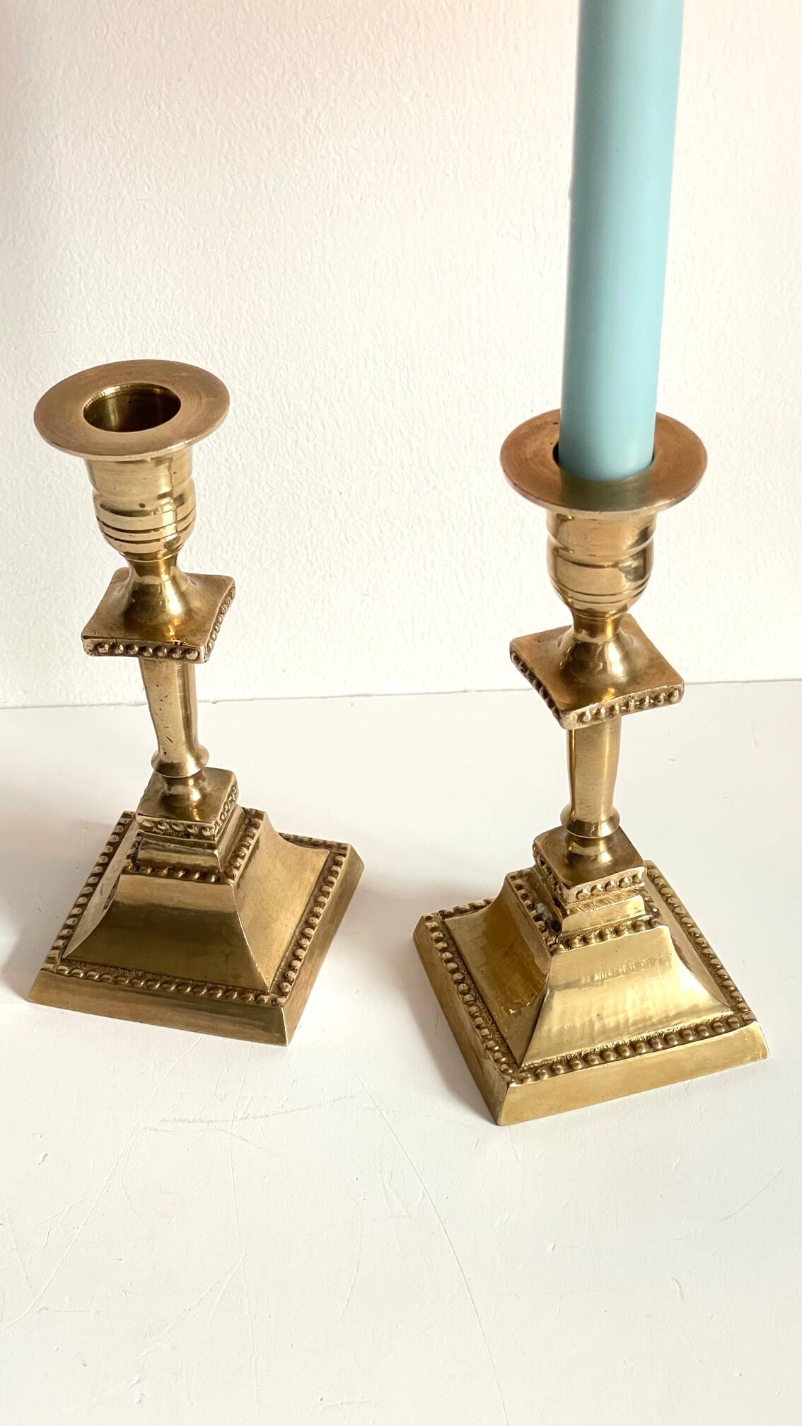 Pair of Vintage INDIA Solid Brass CANDLE HOLDERS